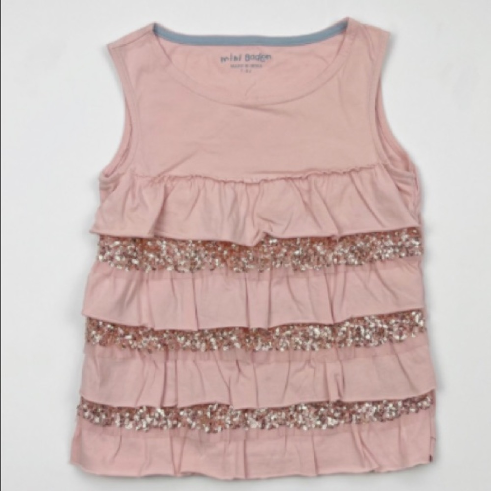 Children’s Pink & Gold Sequin Ruffle Tank Top